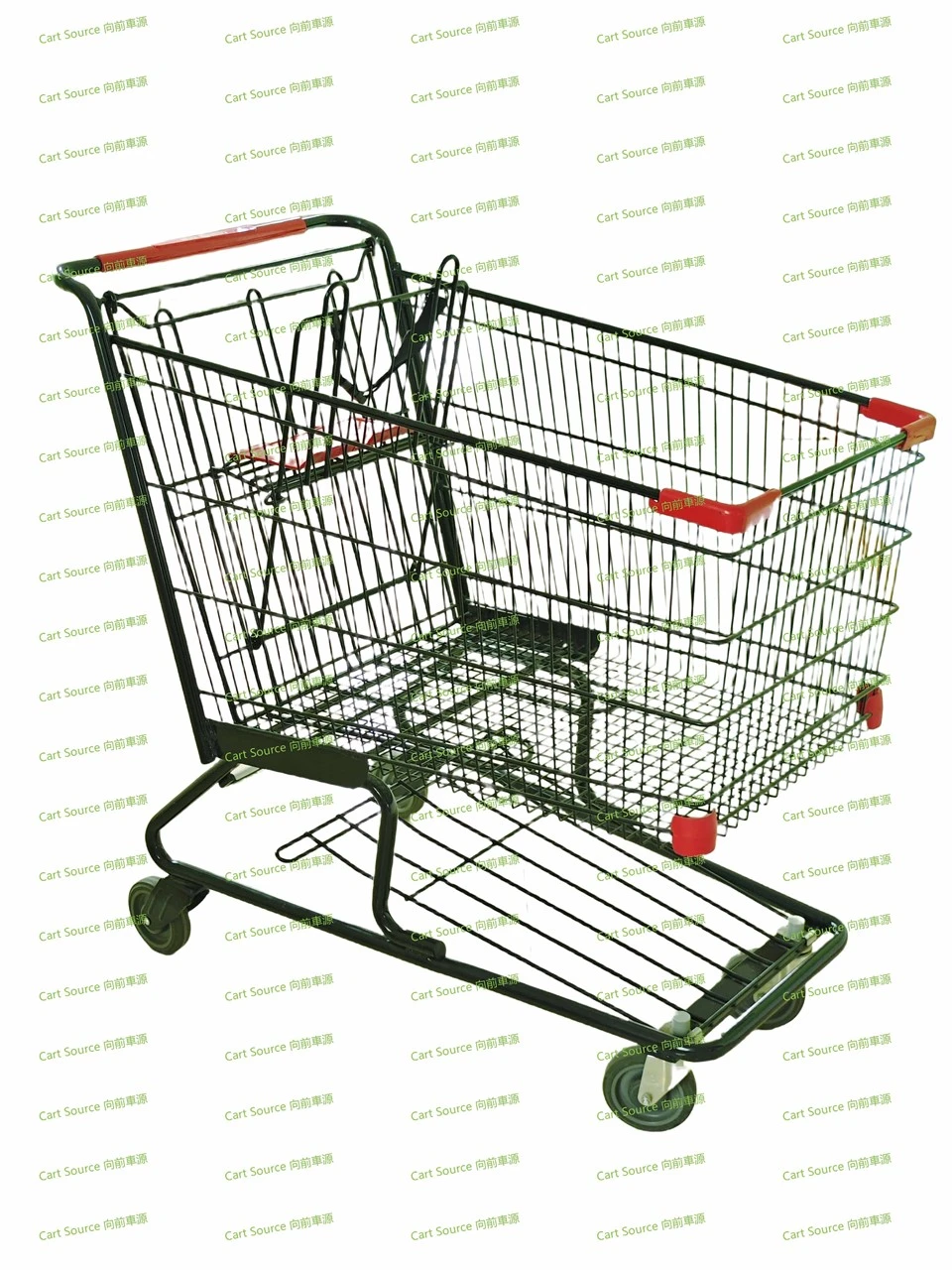 Round Tube 220L Shopping Cart With Bottom Storage Mesh